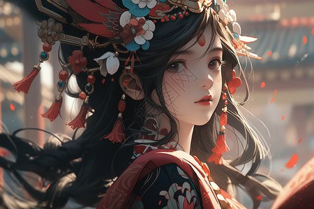 《美女写真古典戏服下的少女风采 》古典戏服与少女的完美结合，展现东方韵味与青春气息，仿佛穿越时空的视觉盛宴
