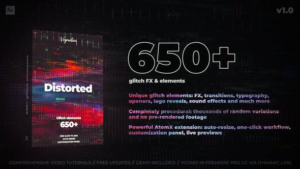 《AE预设-809个复古故障信号3F扰抖动拉伸VHS特效转场LOGO标题音效》809款特效一键应用，涵盖转场标题音效，轻松打造复古VHS故障风格，提升视频质感