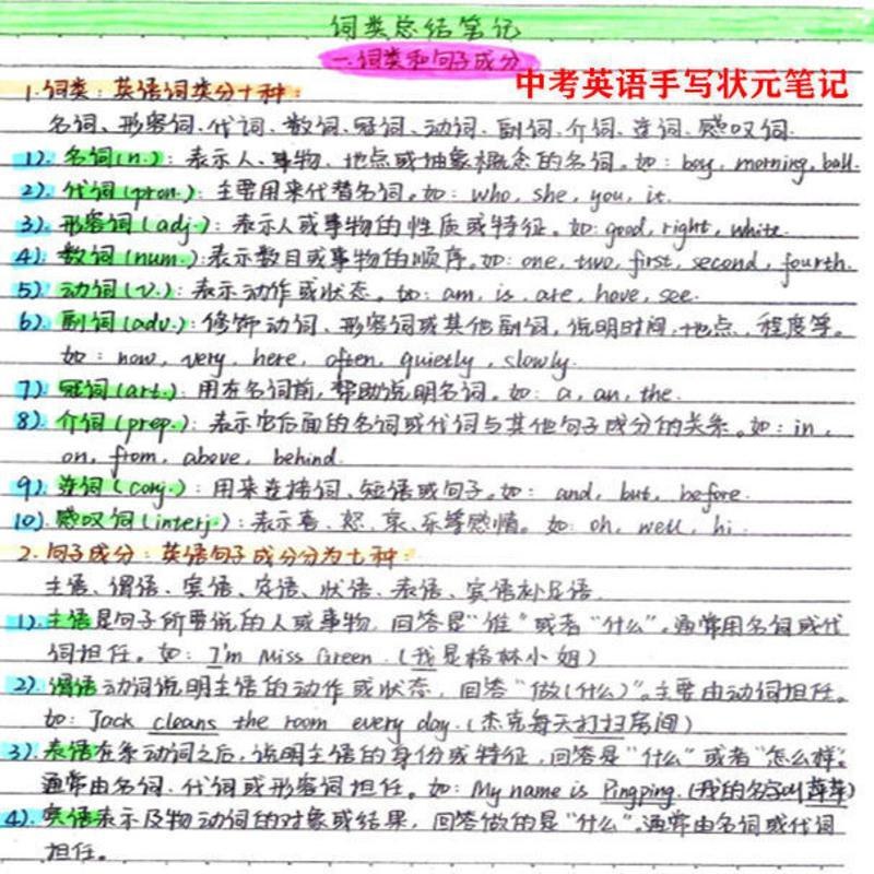 《初高中文理科学霸状元笔记》清北学霸方法精粹，手写批注揭秘高频考点，图文并茂化解难点，助力高效提分