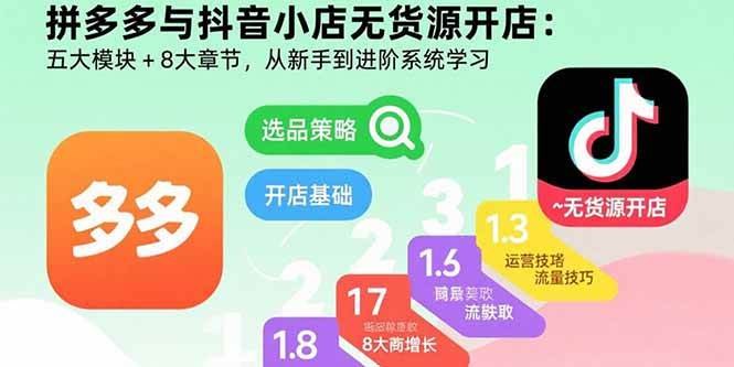 《拼多多+抖音小店无货源开店案例》揭秘零库存电商新模式，手把手教你如何借助拼多多与抖音小店实现无货源创业，快速赚取第一桶金！️ #无货源开店 #拼多多抖音小店案例 #电商创业 #拼多多 #抖音小店 2025-09-03 00:15:38🔗 