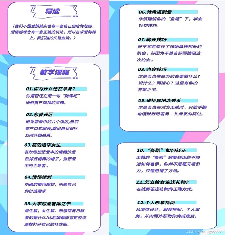 《男女交友脱单恋爱文档高端课程 》高效脱单技巧，深度解析两性心理，实战案例指导，助你快速找到理想伴侣，提升恋爱成功率