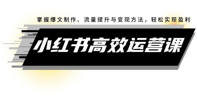 《小红书高效运营课掌握爆文制作》快速掌握小红书爆文制作技巧，提升内容吸引力与互动率，助你成为平台达人