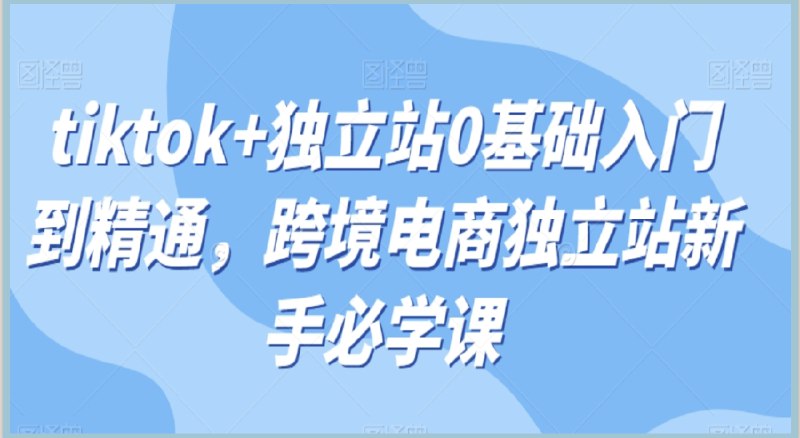 《Tiktok+独立站0基础入门到精通 跨境电商独立站新手必学课 》手把手教学，从零开始掌握TikTok引流与独立站运营技巧，快速开启跨境电商变现之路