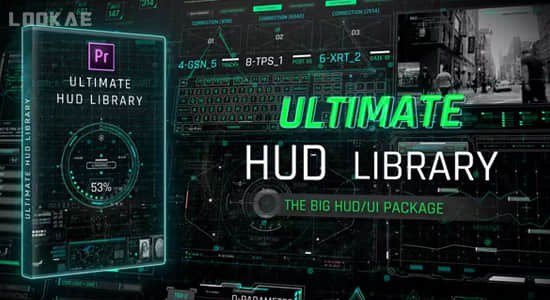 《PR模板-未来图形元素HUD地图加载UI界面显示动画》动态图形与HUD界面完美融合，科技感十足，适用于地图加载、数据展示等场景，提升视觉体验