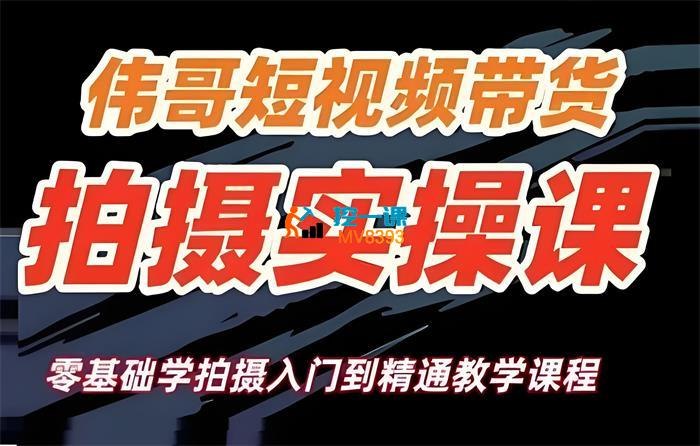《伟哥·短视频带货拍摄实操课》掌握短视频带货全流程，从脚本到拍摄实操技巧，快速提升转化率，适合零基础新手快速上手