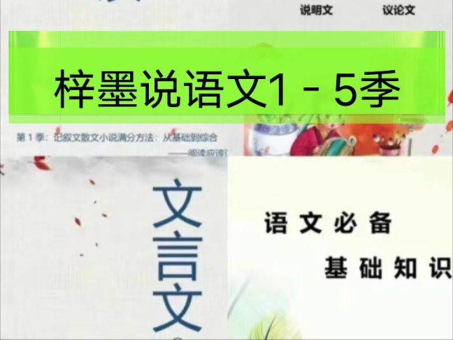 《 梓墨说语文初中语文系列课(15季)梓墨说语文》深入解析考点，高效提分技巧，独家方法助力阅读理解与作文，快速突破语文瓶颈