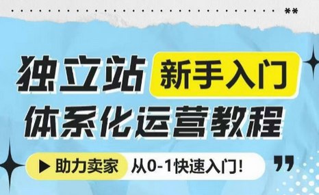 《独立站新手入门体系化运营教程，助力独立站卖家从0-1快速入门》体系化运营教程，手把手教学，快速掌握独立站从0到1全流程，适合新手卖家高效入门
