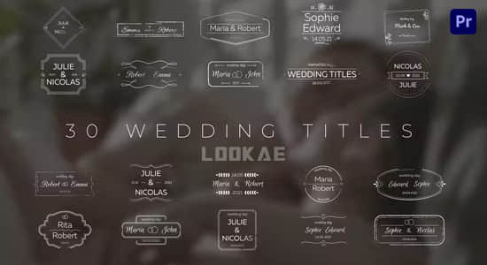 《PR模板30种浪漫爱情小清新线条婚礼标题动画Wedding Titles 》30款浪漫线条动画，清新唯美提升婚礼视频质感，多种风格适用不同爱情故事，简单编辑即可打造专属标题